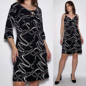 Vintage 90s Two Piece SWIRL PRINT Cropped Cardigan & Dress Set -- Large